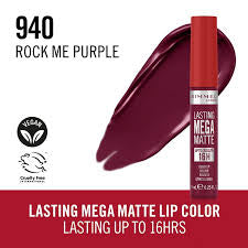 Rouge à lèvres Rimmel London Lasting Mega Matte Liquide Nº 940 Rock me purple 7,4 ml